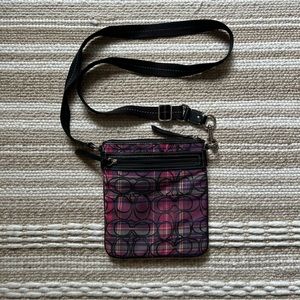 Coach Crossbody Bag Purple Black Plaid